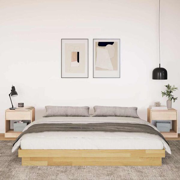 vidaXL Bed Frame without Mattress 200x200 cm Solid Wood Oak