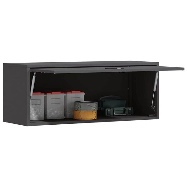 vidaXL Wall Cabinet for Garage with Gas-lift Door Black