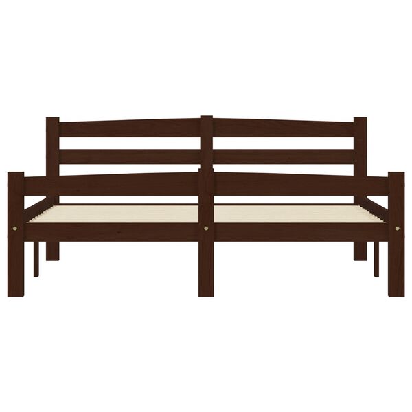 vidaXL Bed Frame without Mattress Dark Brown Solid Pinewood 140x200 cm (322085+321988)