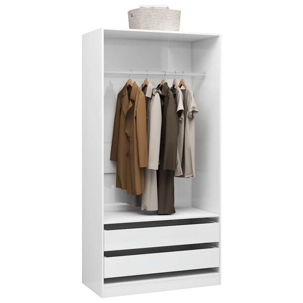 vidaXL Wardrobe High Gloss White 100x50x200 cm Engineered Wood