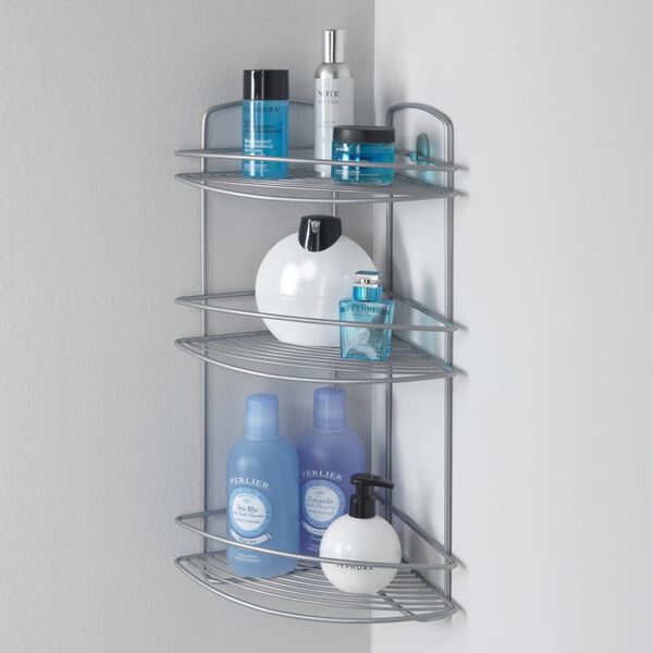 Metaltex 3-tier Corner Douche Rack Onda Silver