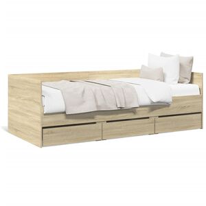 vidaXL Daybed with Drawers without Mattress Sonoma Oak 90x200 cm