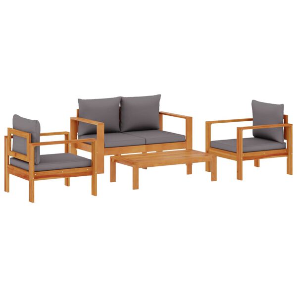vidaXL 4 Piece Garden Sofa Set with Cushions Solid Wood Acacia