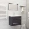 vidaXL 2 Piece Bathroom Furniture Set Grey Engineered Wood
