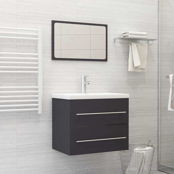vidaXL 2 Piece Bathroom Furniture Set Grey Engineered Wood