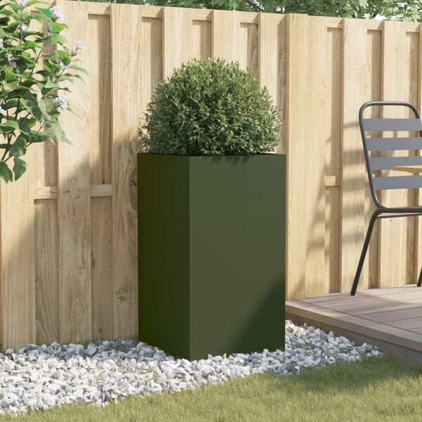 vidaXL Planter Olive Green 42x38x75 cm Steel