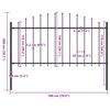 vidaXL Garden Fence with Spear Top Steel 181x150 cm Black