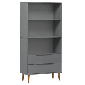 vidaXL Bookcase "MOLDE" Grey 85x35x170,5 cm Solid Wood Pine
