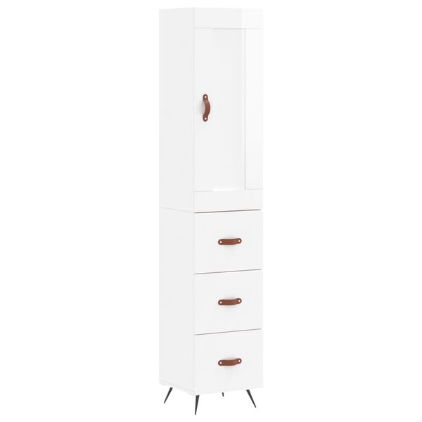 vidaXL Highboard High Gloss White 34.5x34x180 cm Engineered Wood