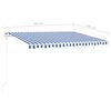 vidaXL Manual Retractable Awning with LED 4.5x3 m Blue and White