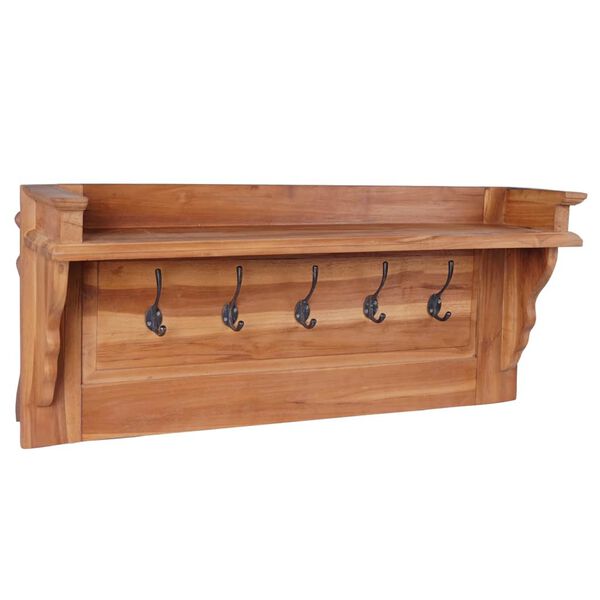 vidaXL Wall Mounted Coat Rack 80x16.5x35 cm Solid Teak Wood