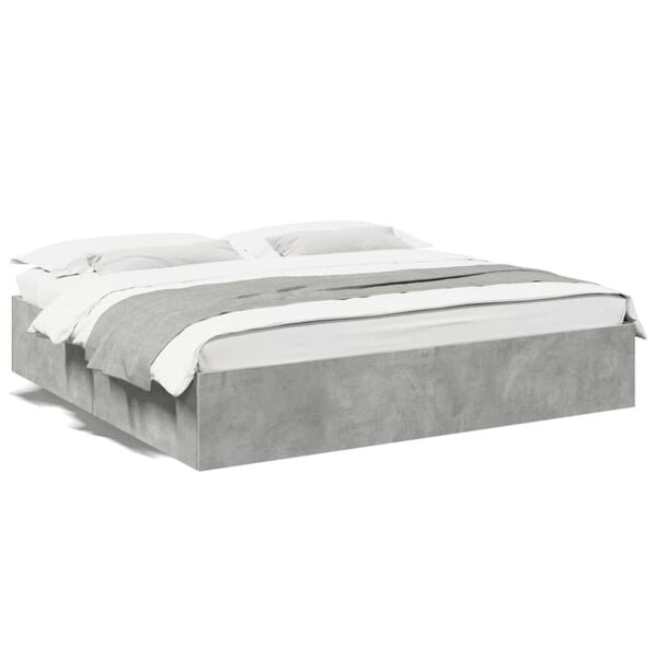 vidaXL Bed Frame without Mattress Concrete Grey 180x200 cm Super King