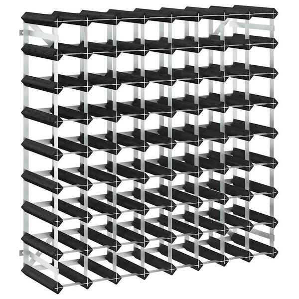 vidaXL Wine Rack for 72 Bottles Black Solid Pine Wood