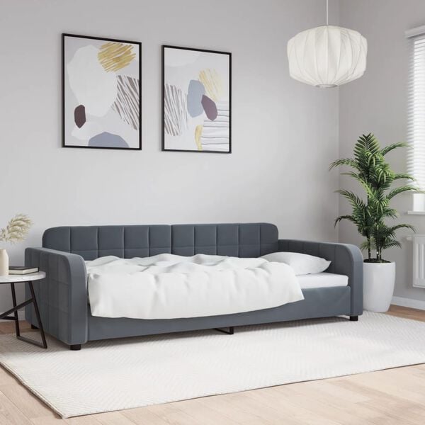 vidaXL Day Bed without Mattress Dark Grey 90x190 cm Single Velvet