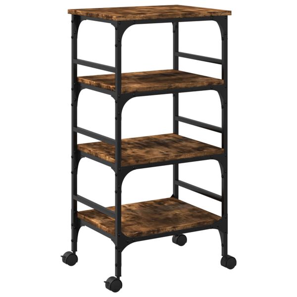 vidaXL Kitchen Trolley Smoked Oak 45x35x89.5 cm Engineered Wood