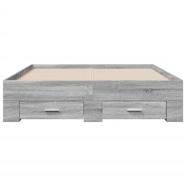vidaXL Bed Frame with Drawers without Mattress Grey Sonoma 120x200 cm