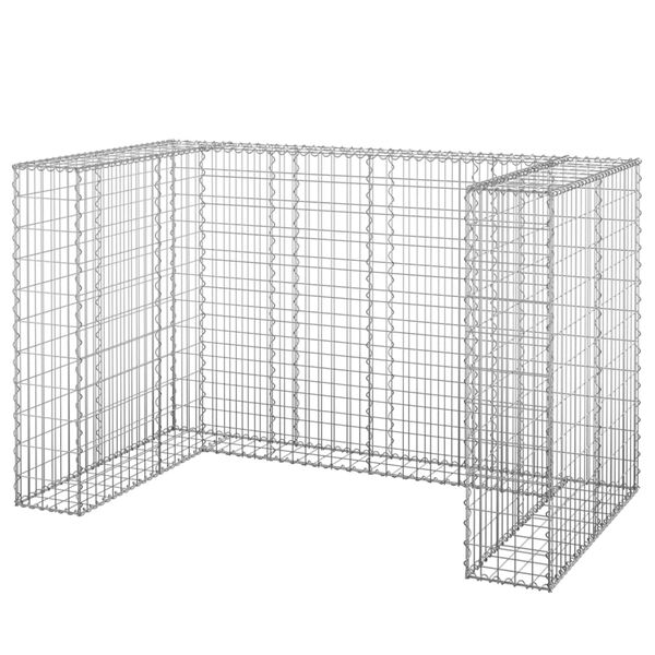 vidaXL Gabion Wall for Garbage Bins Galvanised Steel 180x100x110 cm