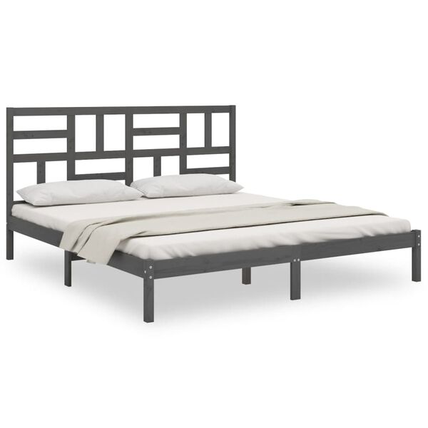 vidaXL Bed Frame without Mattress Grey Solid Wood 200x200 cm