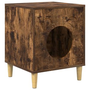vidaXL Cat House Smoked Oak 42.5 x 40 x 53 cm Engineered Wood