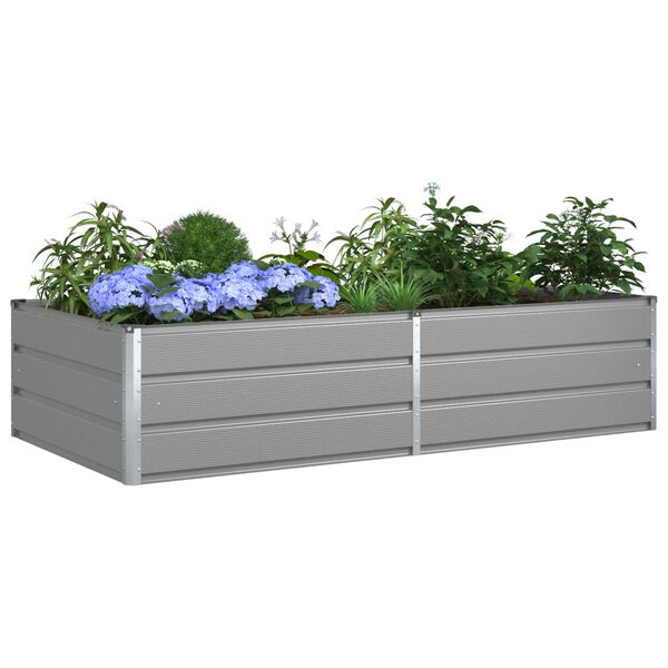 vidaXL Planter Light Grey 195 x 100 x 45 cm Galvanised Steel