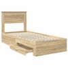 vidaXL Bed Frame Sonoma Oak and Silver 75 x 190 cm Engineered Wood