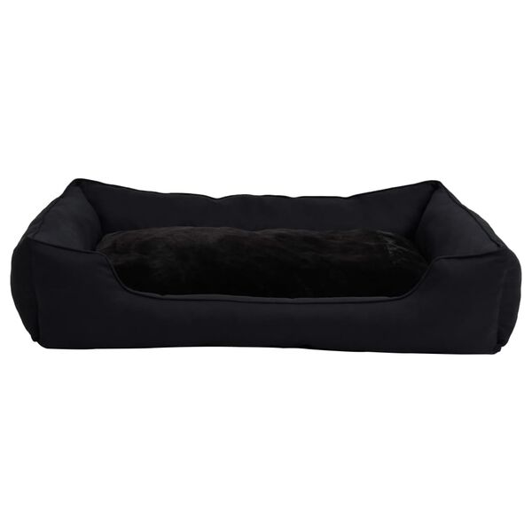 vidaXL Dog Bed Black 85.5x70x23 cm Linen Look Fleece
