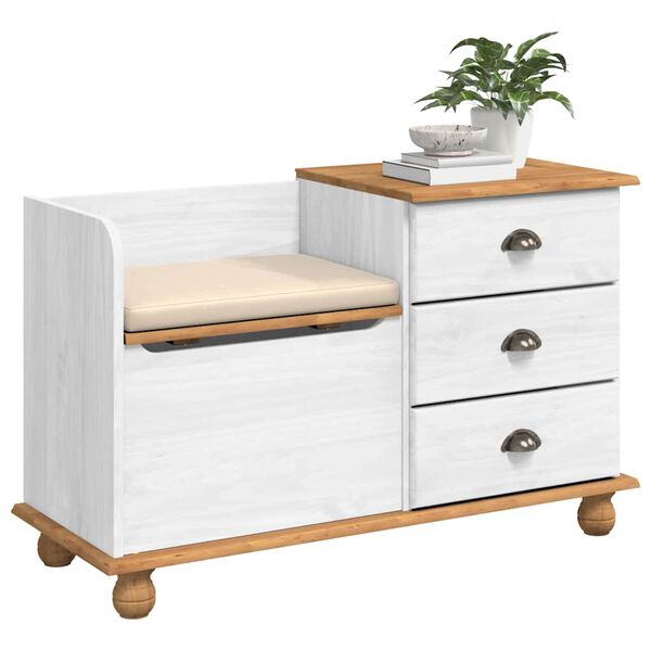 vidaXL Storage Bench ASKIM White 100 x 39 x 62 cm Solid Pine Wood