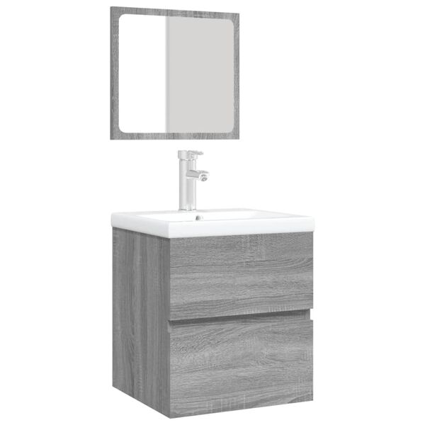 vidaXL Bathroom Sink Cabinet with Basin and Mirror Grey Sonoma