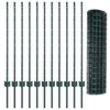 vidaXL Fence with Post Green 1 x 25 m Steel and PVC