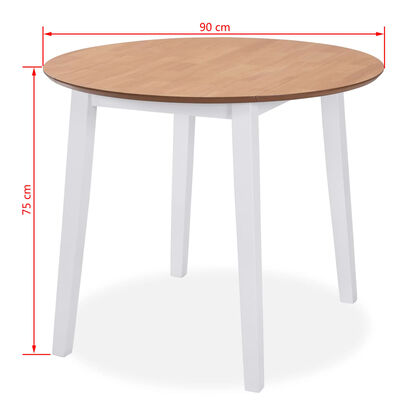 vidaXL Dining Set 5 Pieces MDF and Rubberwood White