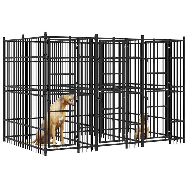 vidaXL Outdoor Dog Kennel Steel 7.37 m&sup2;