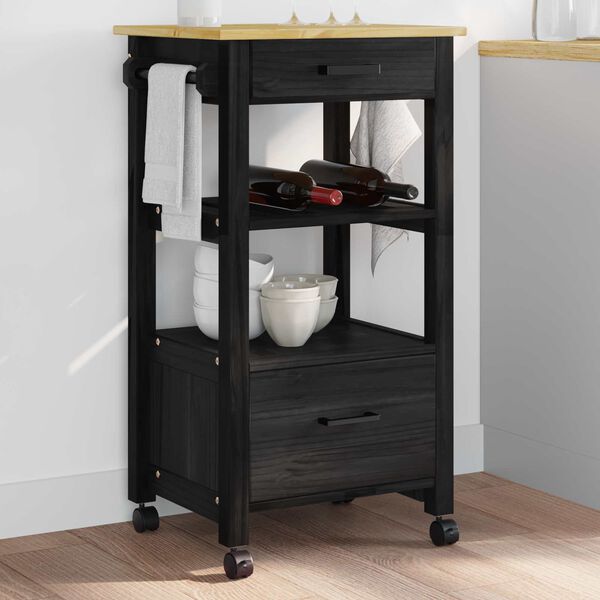vidaXL Kitchen Trolley Plain Black