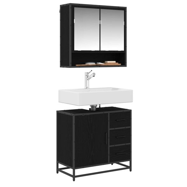 vidaXL Bathroom Cabinet Black Oak 65 x 33 x 60 cm Engineered Wood