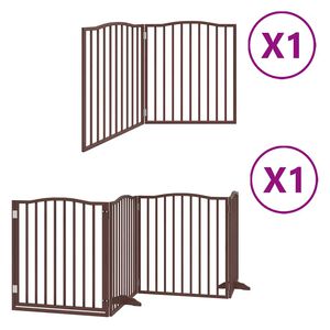 vidaXL Dog Gate with Door Foldable 6 Panels Brown 480 cm Poplar Wood