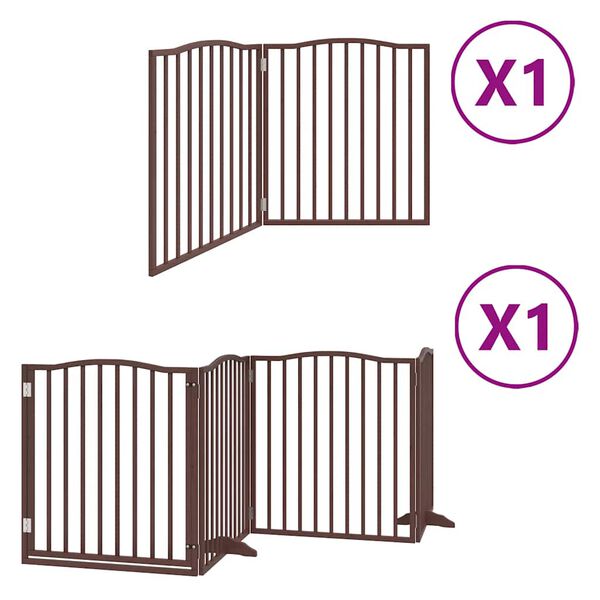 vidaXL Dog Gate with Door Foldable 6 Panels Brown 480 cm Poplar Wood