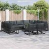 vidaXL Garden Sofa Set with Cushion 11 pcs Black Aluminium