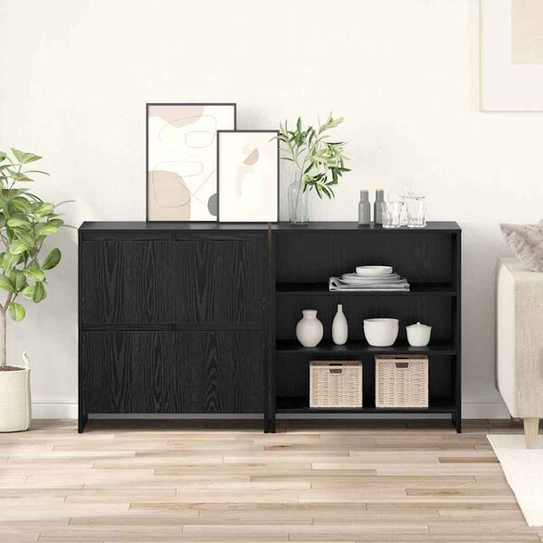 vidaXL Sideboard 2 pcs Black Oak 70 x 41 x 75 cm Engineered Wood