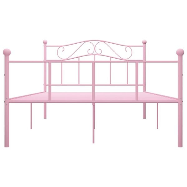 vidaXL Bed Frame without Mattress Pink Metal 160x200 cm