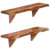 vidaXL Wall Shelf | Set of 2 | Natural wood | Solid acacia wood | Medium