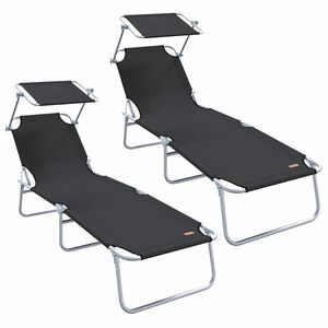 vidaXL Sun Lounger 2 pcs Polyester Black