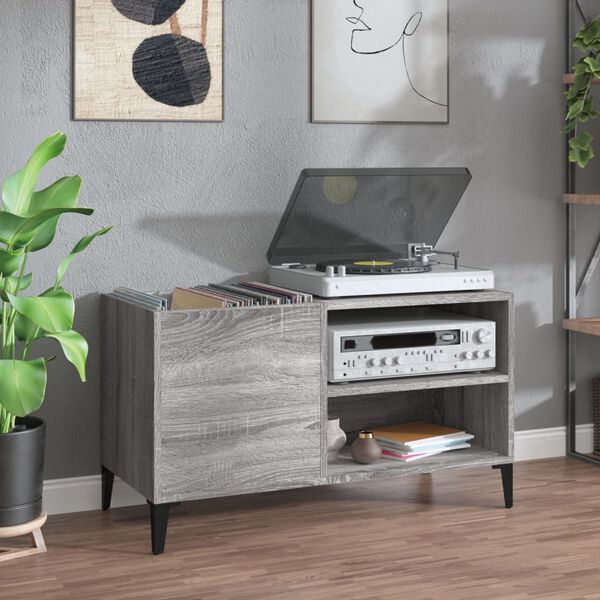 vidaXL Record Cabinet Grey Sonoma 84.5x38x48 cm Engineered Wood