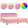 vidaXL Box Spring Bed with Mattress&LED Pink 200x200cm Velvet