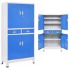 vidaXL Office Cabinet with 4 Doors Metal 90x40x180 cm Grey and Blue