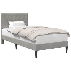 vidaXL Bed Frame with Headboard Light Grey 90 x 190 cm Velvet