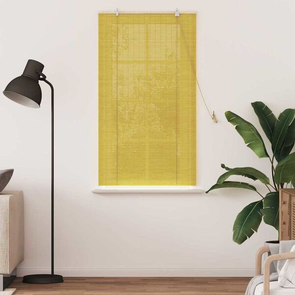 vidaXL Roller Blind with Curtains Manual Yellow 80 x 160 cm Bamboo