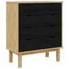 vidaXL Chest of Drawers OTTA Black 76.5 x 39.5 x 90 cm Solid Pine Wood
