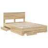 vidaXL Bed Frame with Drawer Sonoma Oak 140 x 200 cm Engineered Wood