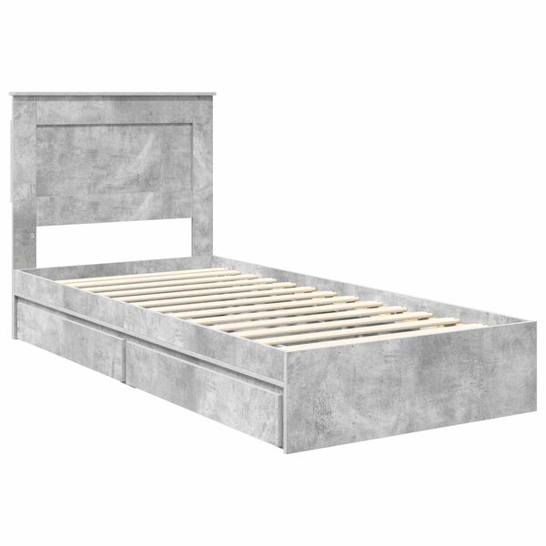vidaXL Storage Bed Concrete Grey 90 x 200 cm Engineered Wood