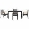 vidaXL Garden Dining Set 5 pcs Black Poly Rattan