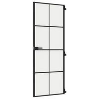 vidaXL Interior Door Slim Black 76x201.5 cm Tempered Glass and Aluminium